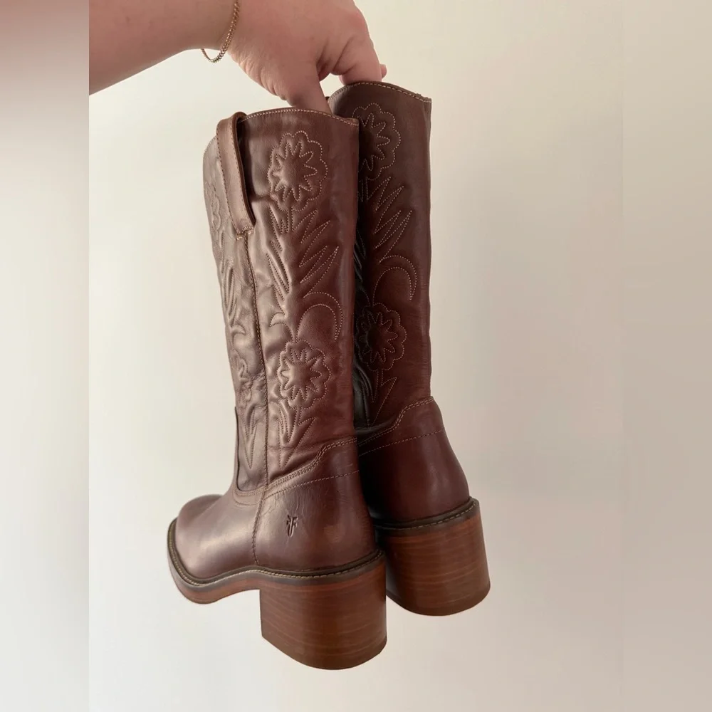 Free People x FRYE Kate Deco Stich Boots, Brown, NWOT, size 8B - Picture 8 of 9